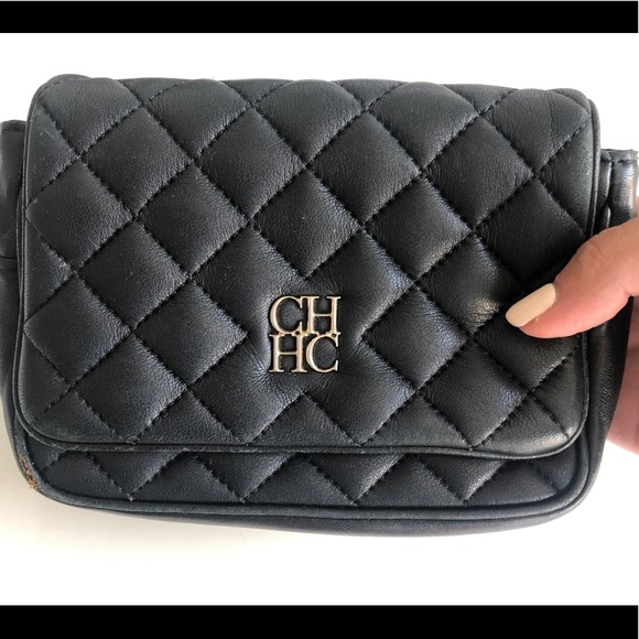 Carolina Herrera Handbags - A Carolina Herrera Black Quilted Crossbody Bag